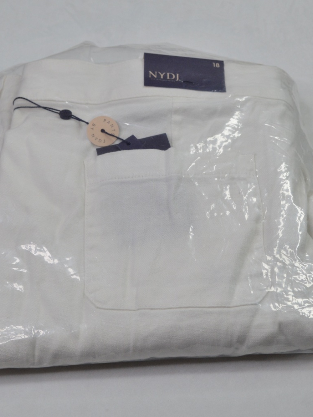 NYDJ Women Pants Size 18 White Stretch Linen Trouser Lift Tuck MAKB2219 New